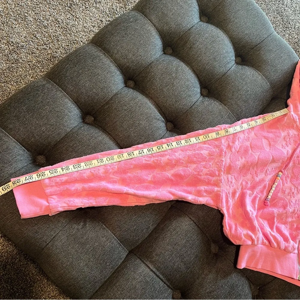 BARBIE x Forever 21 terry jacquard floral cropped full zip hoodie, pink, L, NWT Pink Size L - Image 5
