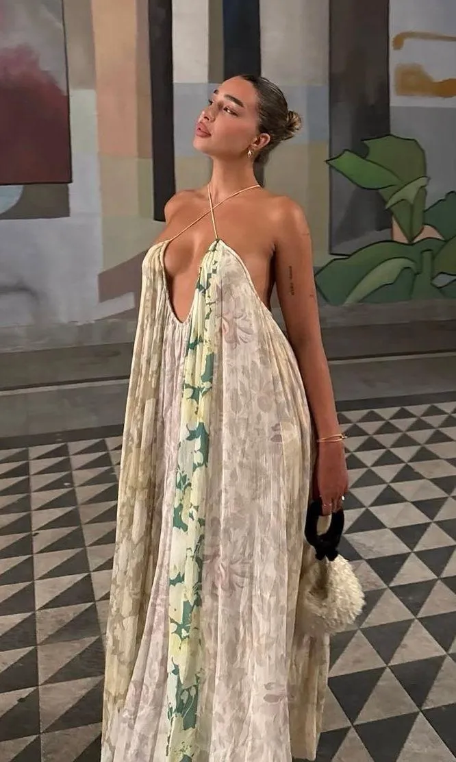 Zara Floral Halter Dress flowy summer casual vacation bohemian  - Image 3