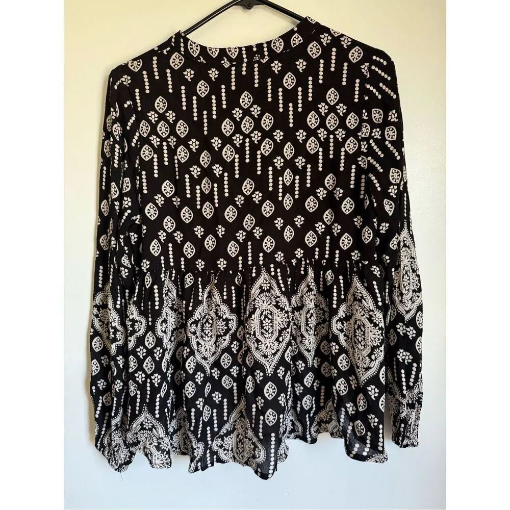 15Fifteen boho black floral paisley womens sz M beachy festival breathable Size M - Image 6