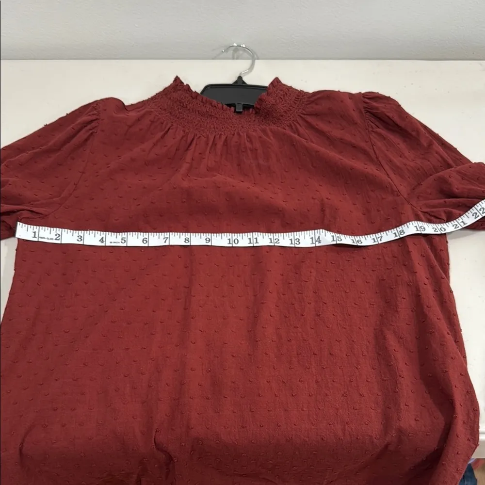 Madewell Sheer-Sleeve Mockneck Top in Clip Dot Size Small EUC - Image 10