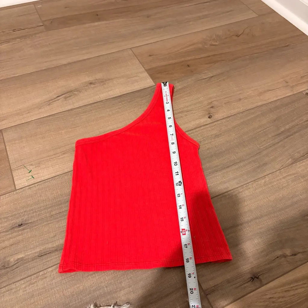 American Eagle Womens‎ One Shoulder Tank Ribbed Red Size XS - Image 6