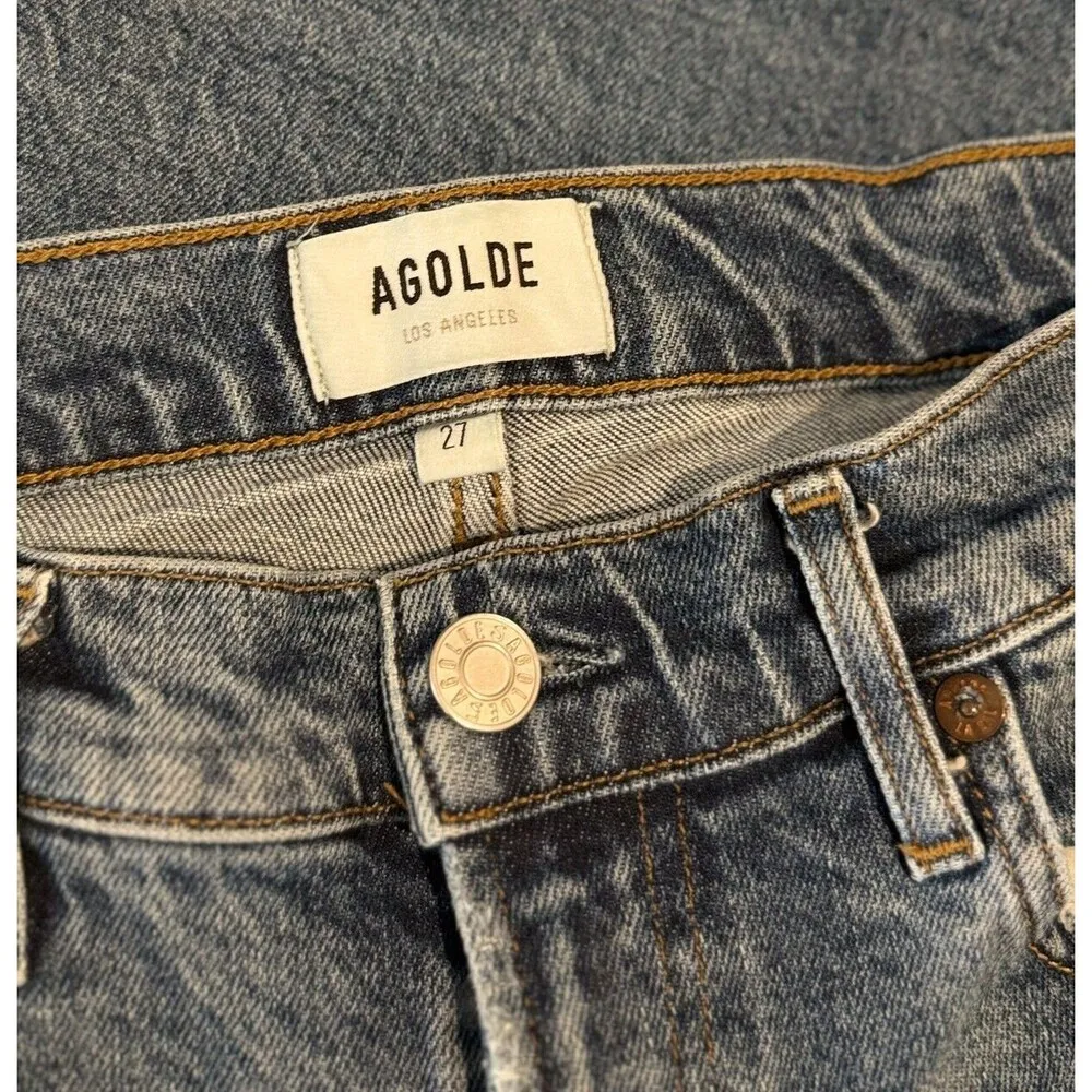 AGOLDE Womens Jeans Blue Toni Mid Rise Organic Cotton Slim Distressed Size 27 - Image 4