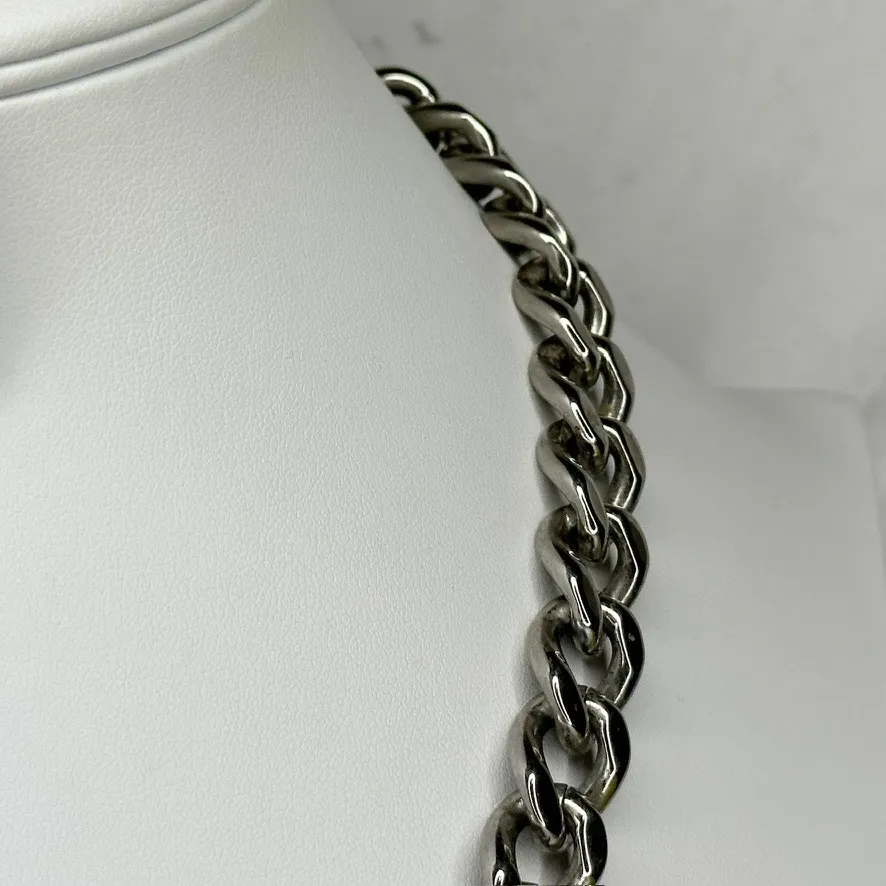 Chunky Chain Link Silver Tone Statement Necklace 20.5" ✨ - Image 8
