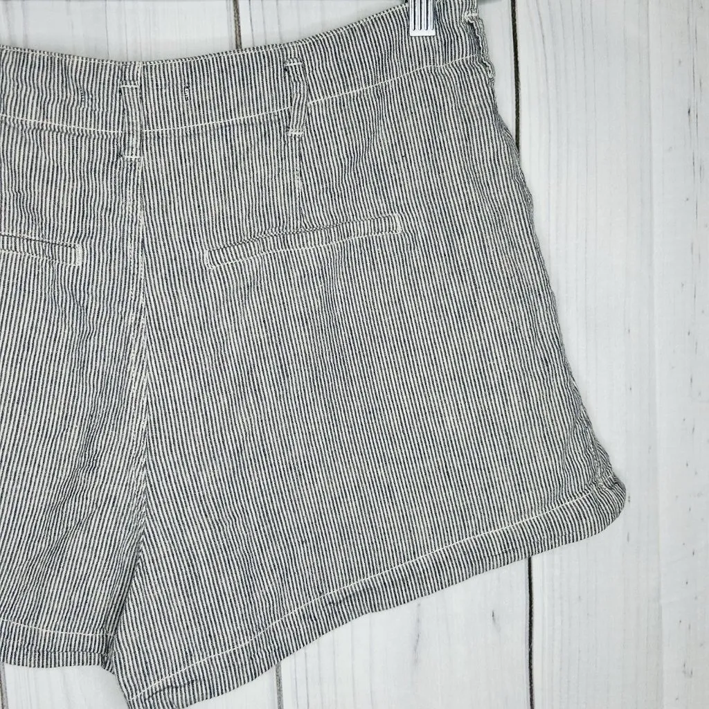 Abercrombie & Fitch Sz L 2.5" Shorts High Rise Linen Blend Blue White Striped - Image 7