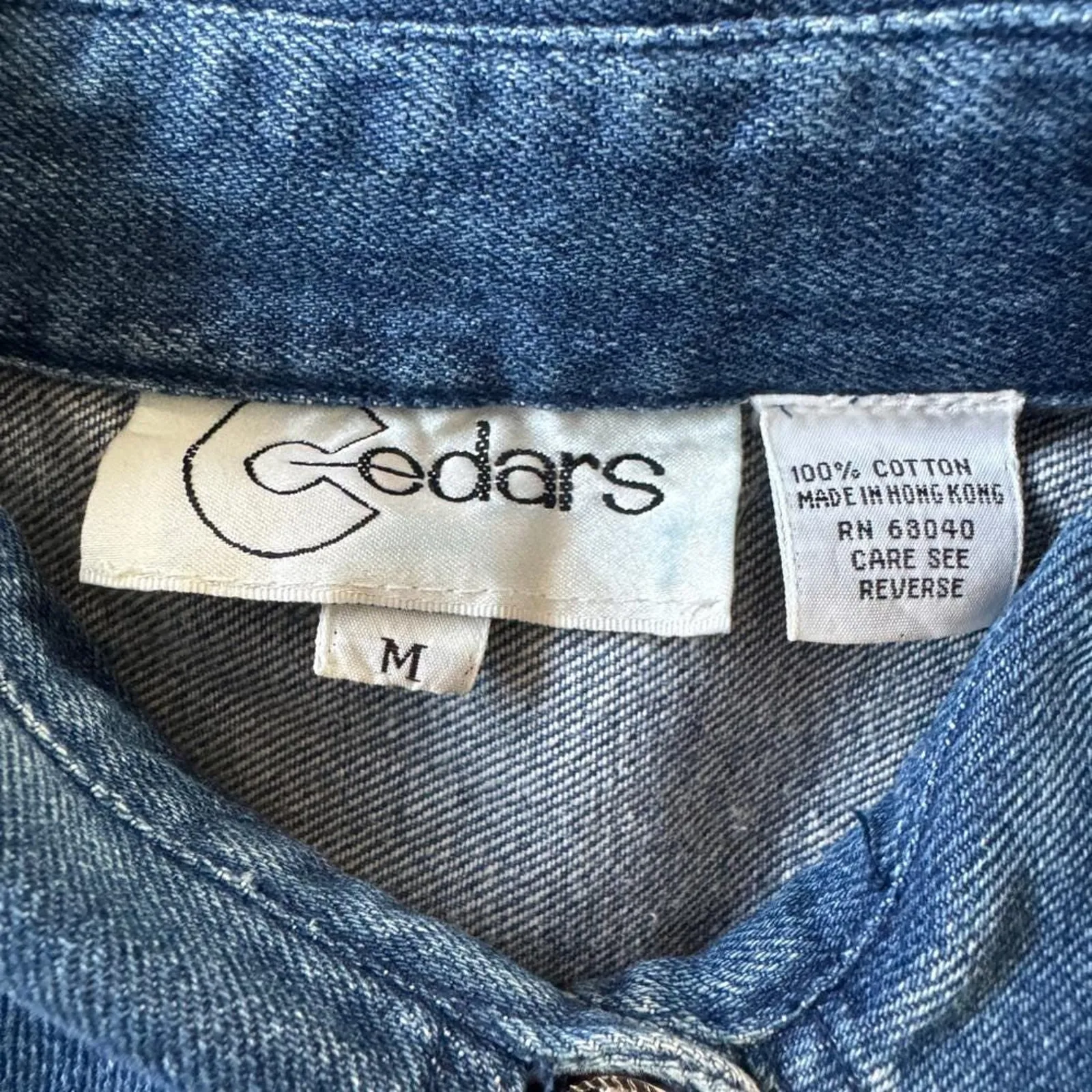 Vintage ‘90s Cedars Embellished Denim Relaxed Fit Long Sleeve Button Down Shirt Blue Size M - Image 5