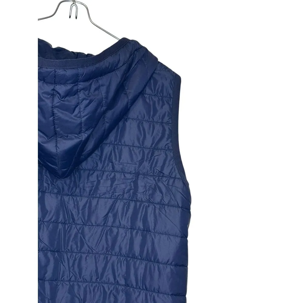 Tommy Hilfiger Women‎ Top Full Zip Athluxe Hooded Puffer Striped Vest Blue Large - Image 8