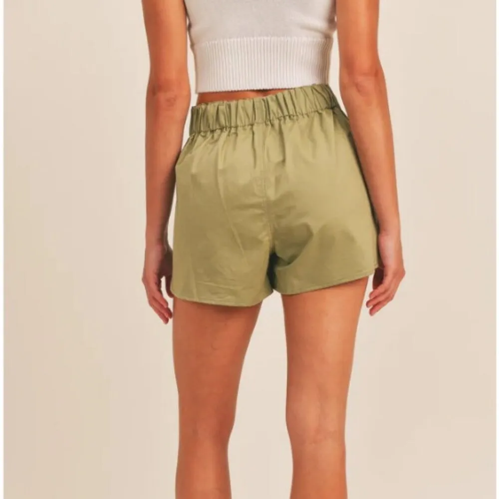 MABLE Melalonie High Waistband Shorts Olive Green Woman's Medium NEW!! - Image 2