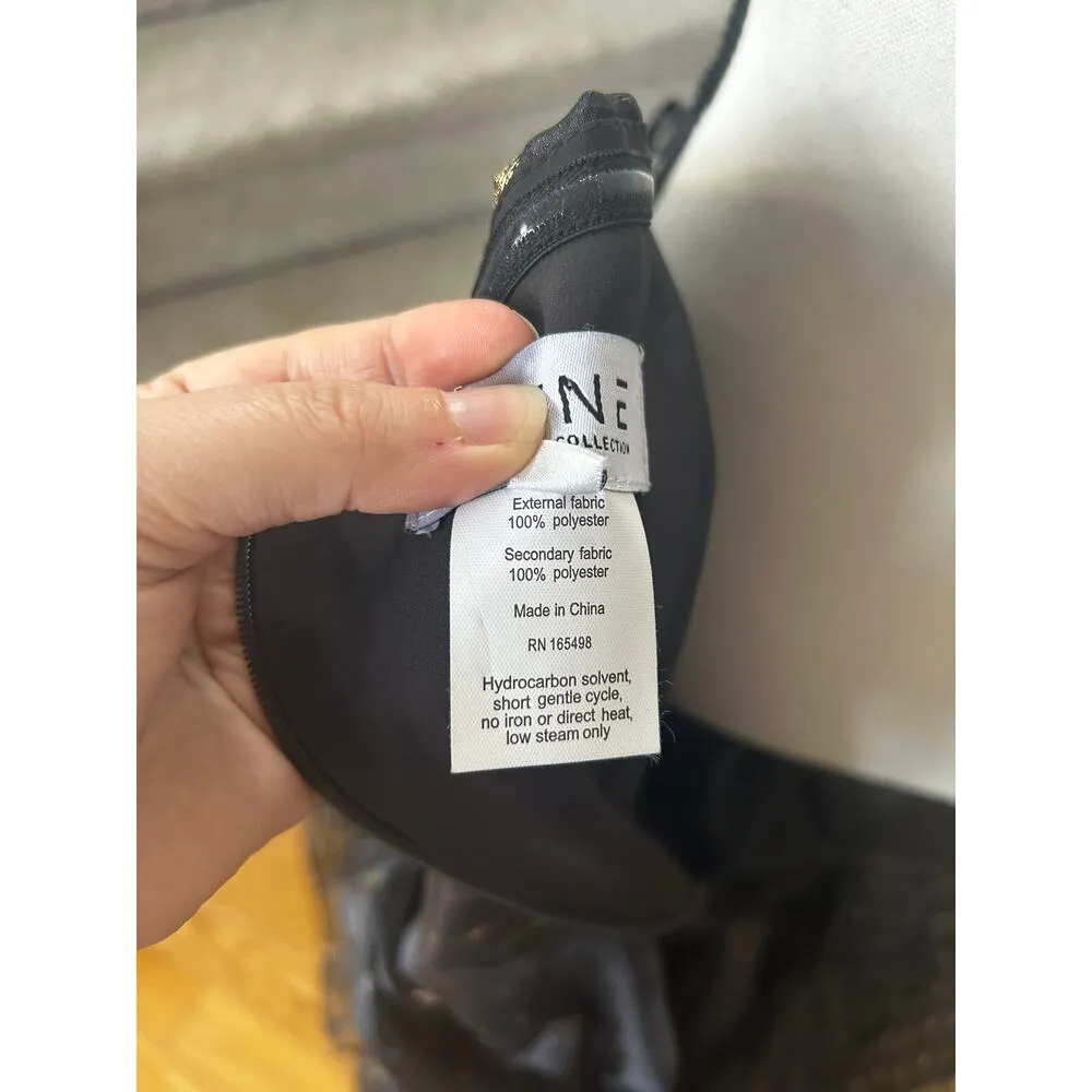 NWT Rene Ruiz Black Metallic Gold Fleck Organza Strapless Bow Fit Flare Gown Size undefined - Image 7