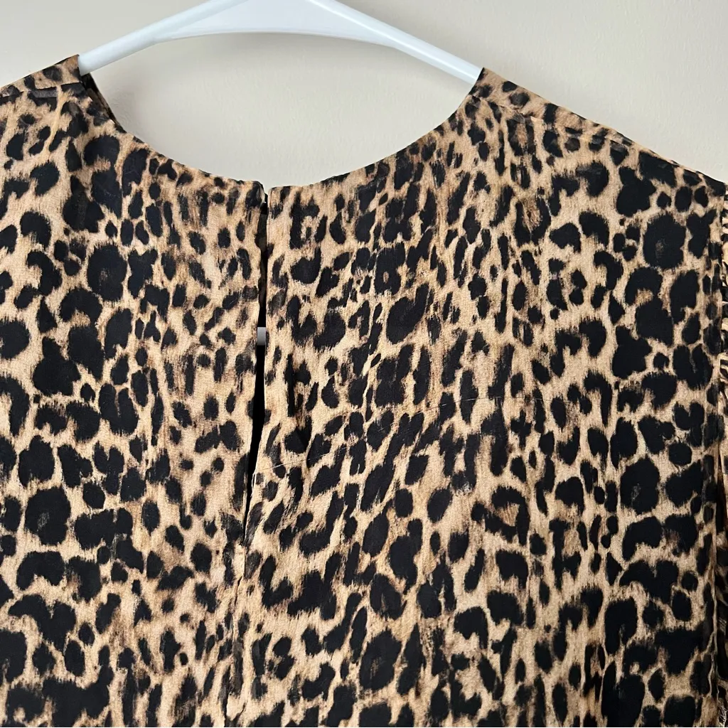 YSL Saint Laurent Women’s 100% Silk Animal Print Long Sleeve Sheer Dress Small - Image 12