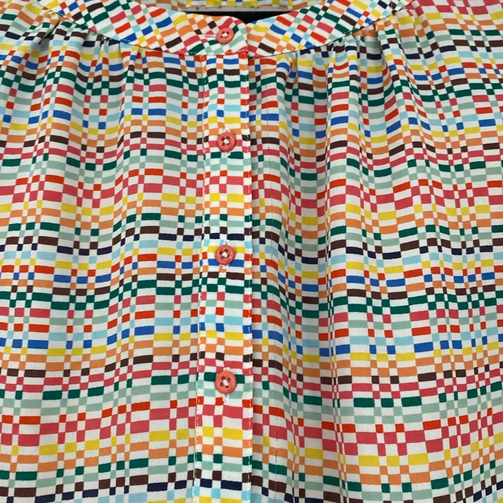 Banana Republic Rainbow Pixel Print Blouse Women’s Size Small Bright Printed Top - Image 5