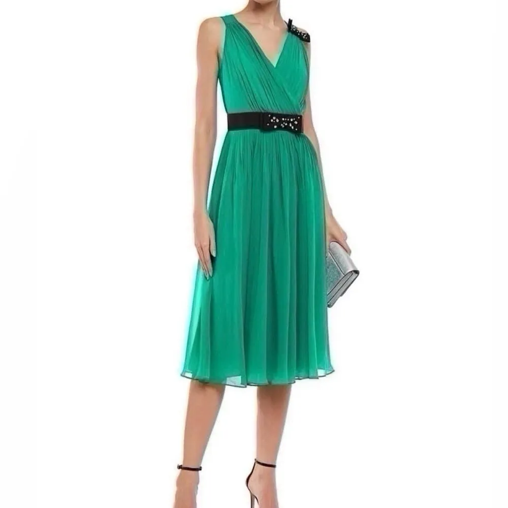 Kate Spade NEW  Emerald Ring Green Chiffon Dress - Image 9