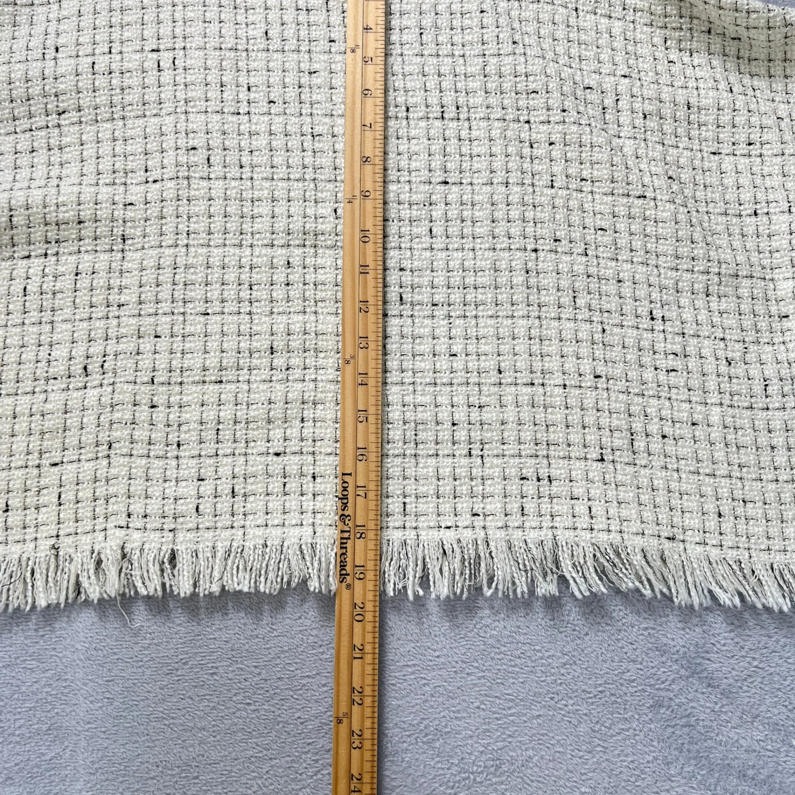 ZARA Tweed Fringe Boxy Crop Top White‎ Black Balloon Sleeve Blouse XL Textured - Image 10