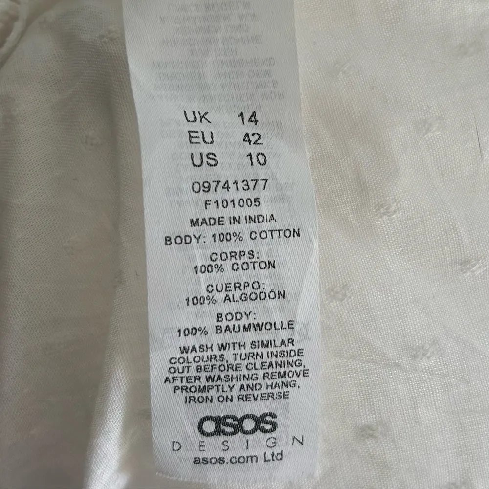 ASOS Lace Up Back Midi Dress Cotton White Sz 10 - Image 8