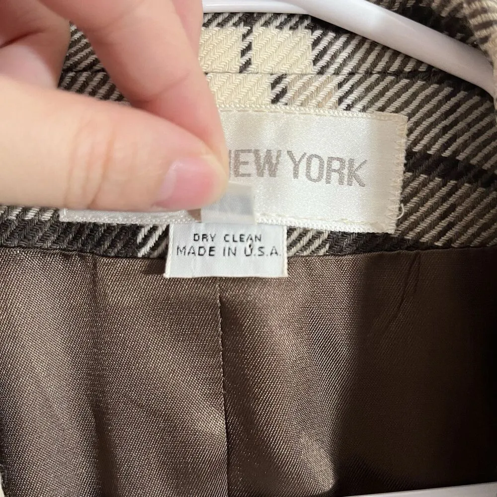 VTG Jones new york plaid blazer 100% Wool Sz 10 Made In USA Preppy College Boho - Image 4