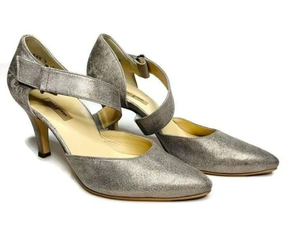 Paul Green Single Cross Strap Heels pumps Shoes Metallic glitter silver size 5 - Image 11