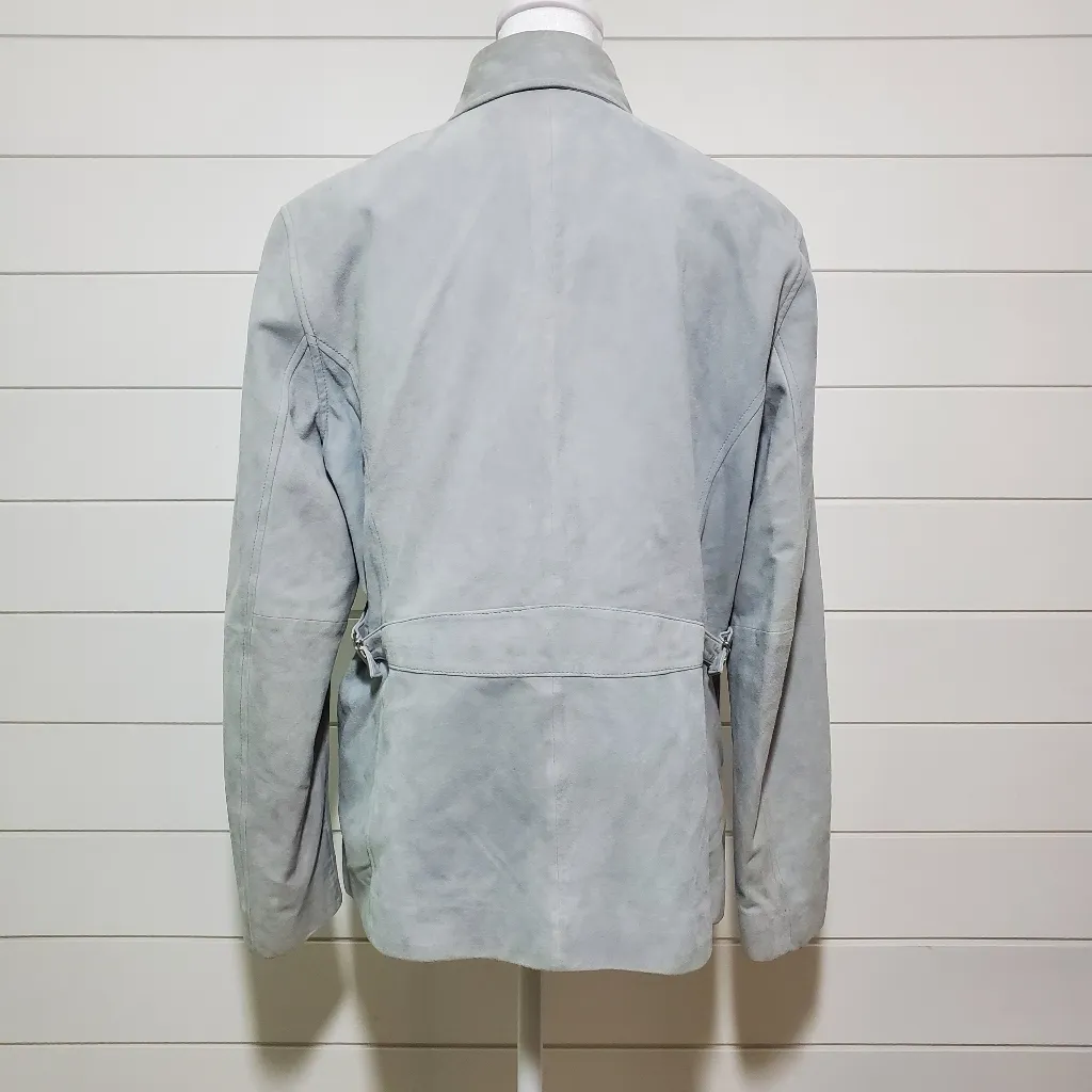 Lauren‎ Ralph Lauren  Light Blue Suede Leather Womens Jacket Size M - Image 3
