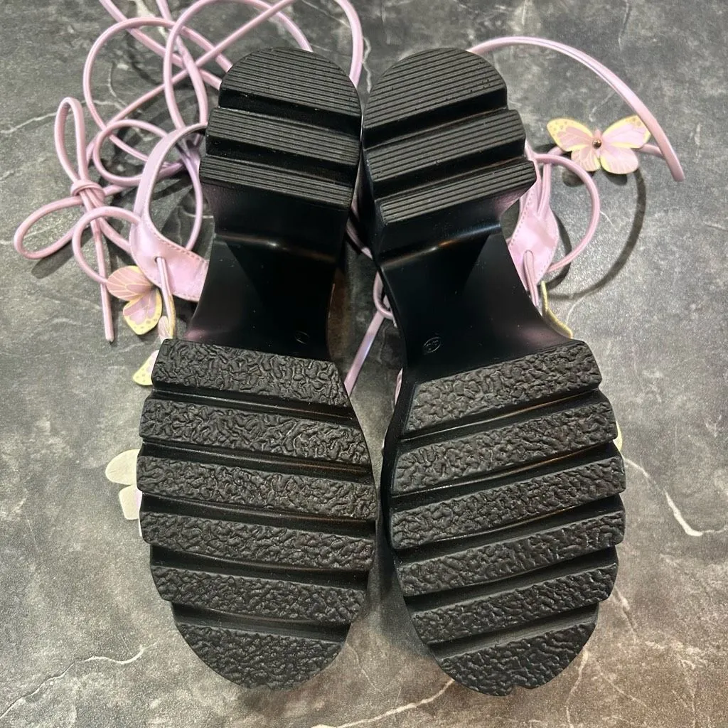 SHEIN Butterfly Chunky Heeled Purple Women’s Size 40/9.5 Shoes - Image 5