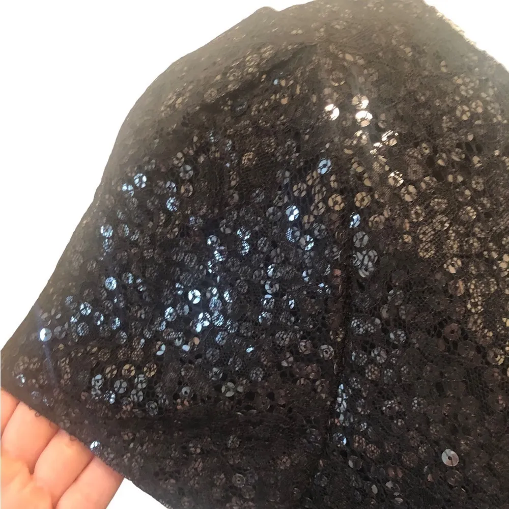 Elie Tahari Sequin Bodycon Cocktail Dress Sz. 10 Black Cap Sleeve Wedding Attire - Image 5