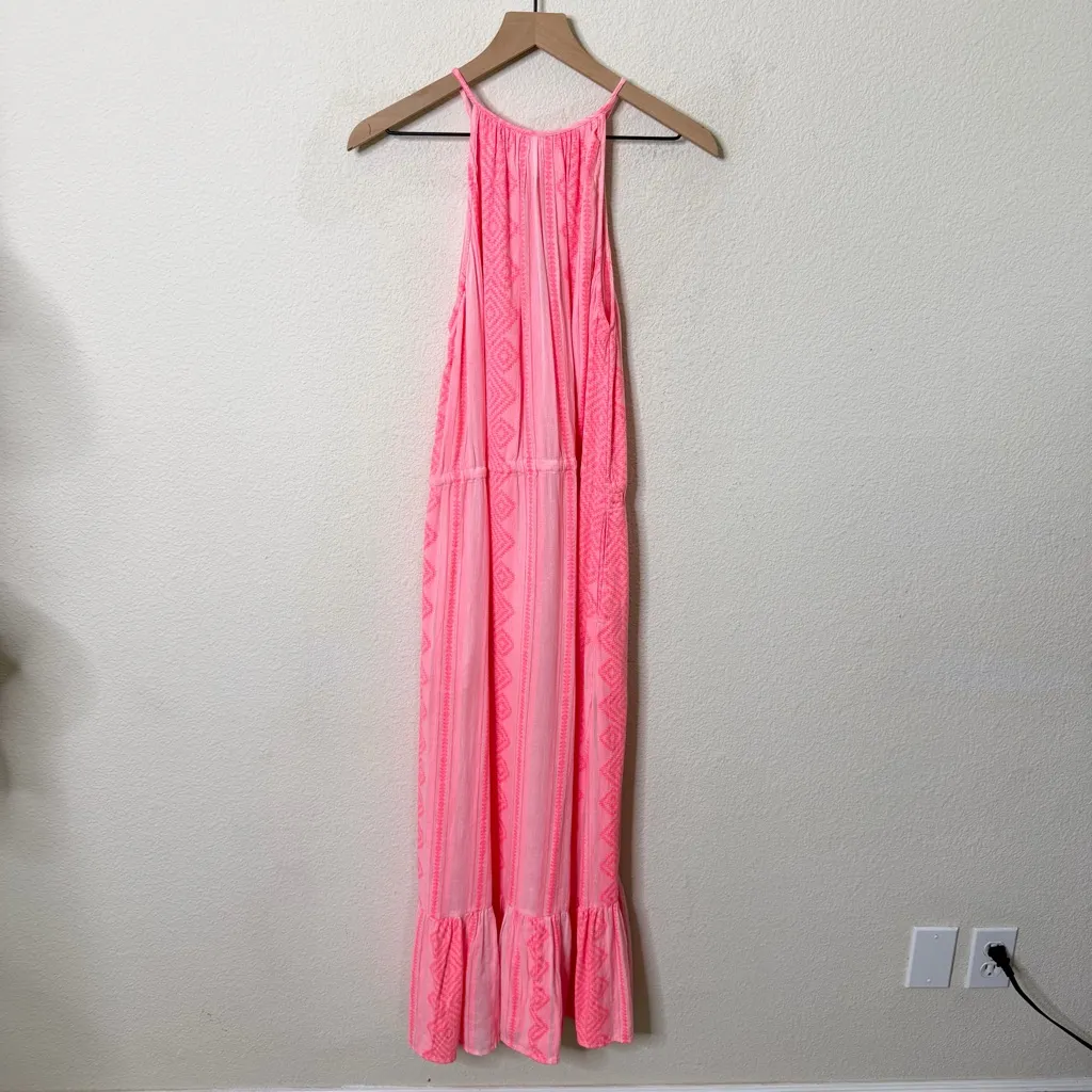 Anthropologie Velvet by Graham & Spencer Yuna Pink Embroidered Midi Dress Size M - Image 7
