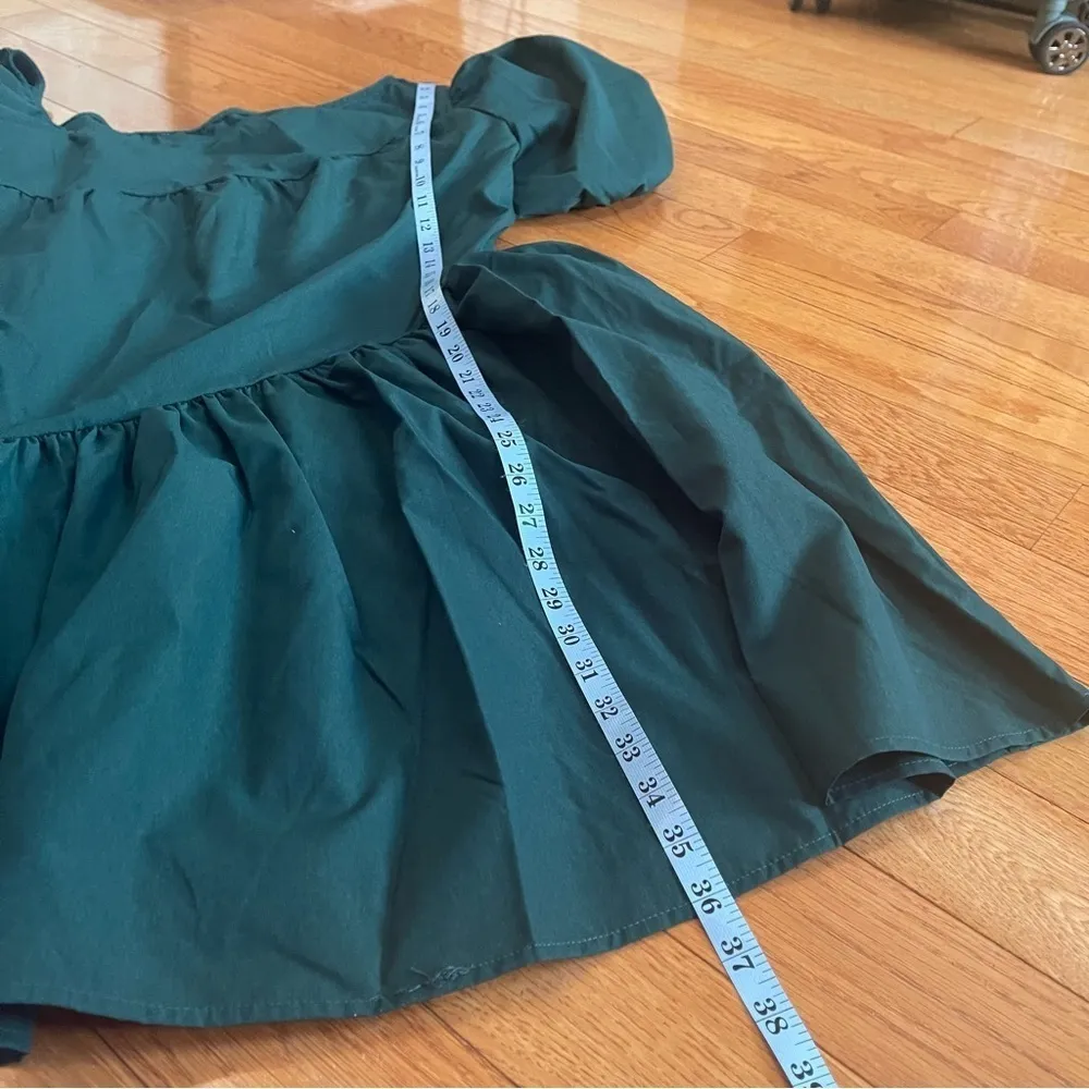 ASYMMETRICAL NECK TRIM PUFF SLEEVE DRESS IN GREEN SZ XL - Image 8