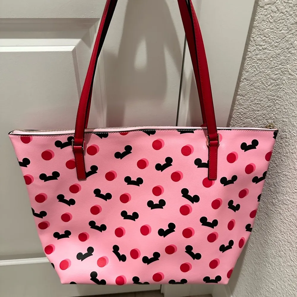 Kate Spade x Disney Disneyland Parks Pink Red Mouse Ear Hat Tote Handbag NEW - Image 5