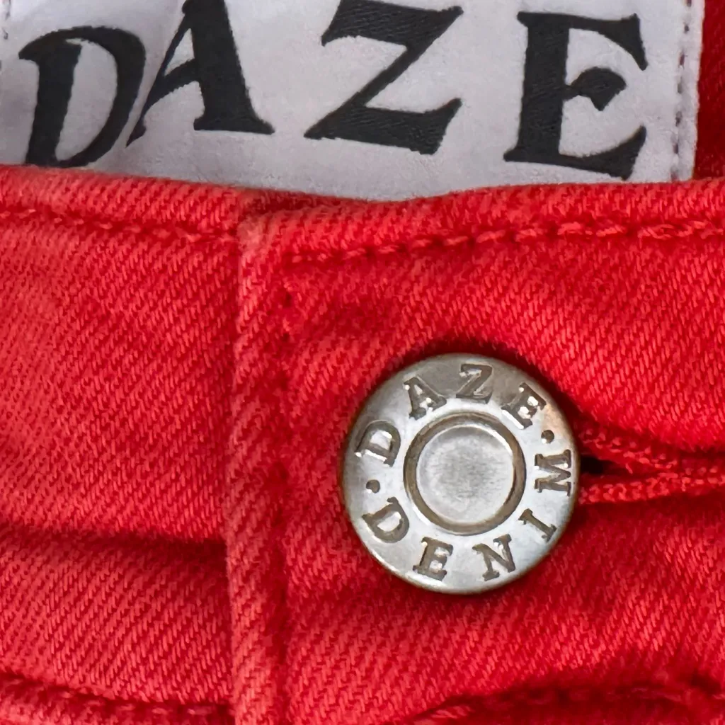 DAZE DENIM Stitch Fix Shy Girl High Rise Crop Flare Jean Womens Sz 32 Cherry Red - Image 8