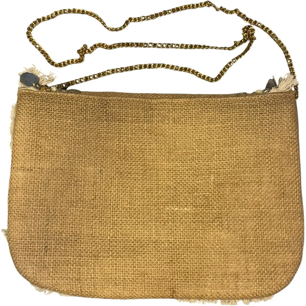 Bohemian Boho Chic‎ Clutch Woven Beaded Coin Crossbody Bag Purse Tan - Image 3