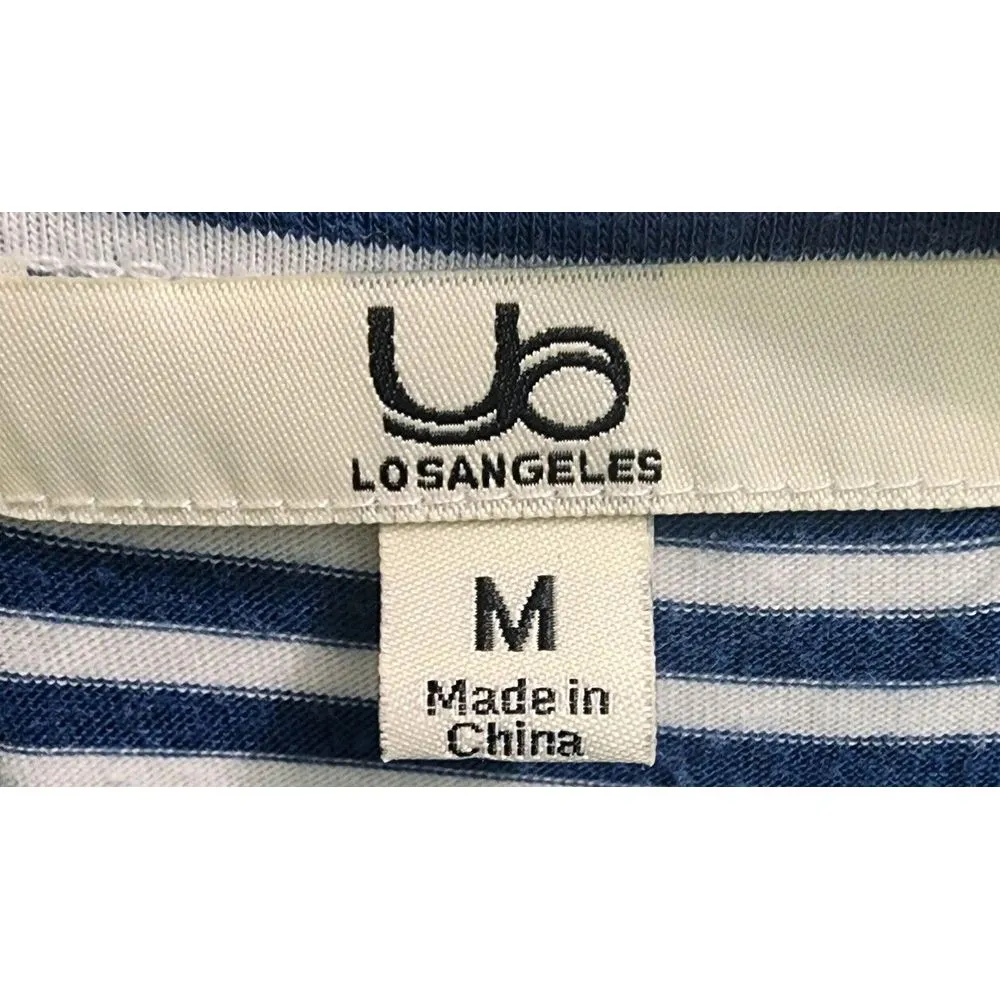YA Los Angeles Womens Size M Casual Dress Blue‎ White Stripe V Neck - Image 2