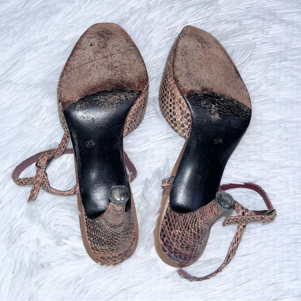 STUART WEITZMAN For Mr. Seymour Vintage Reptile Ankle Strap Round Toe Heel 6.5M - Image 8