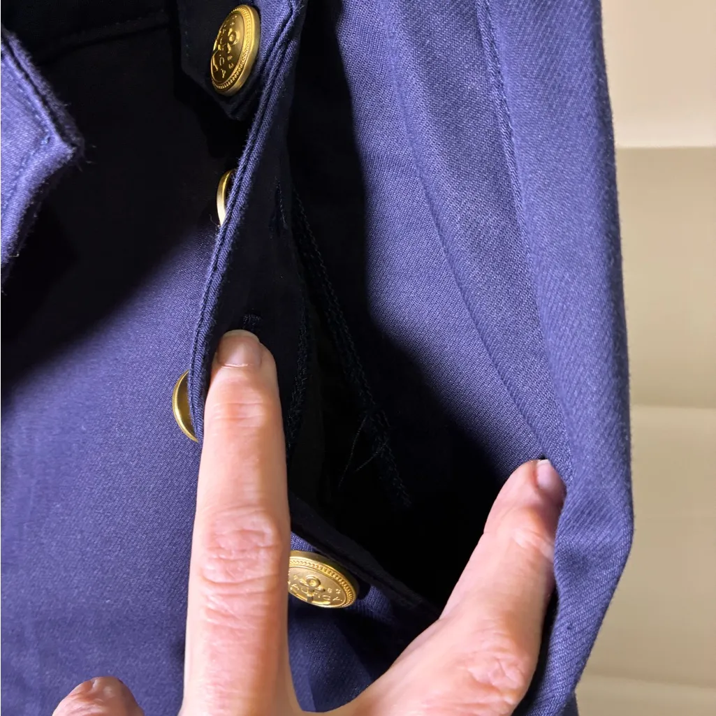 NWT Nautica Jeans Navy Wide Leg Full Nautical Pants with Large Gold Buttons - Image 5