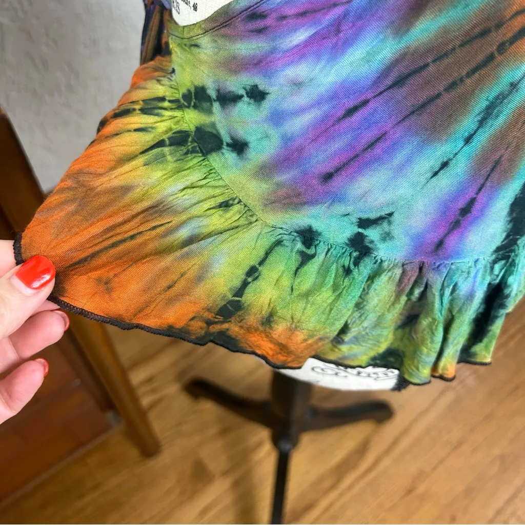 Tie Dye Rainbow Halter Top Open Back Boho Adjustable One Size Purple Size undefined - Image 7