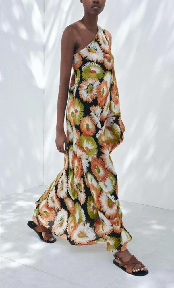 Zara ZW COLLECTION ASYMMETRIC FLORAL PRINT DRESS - Image 3