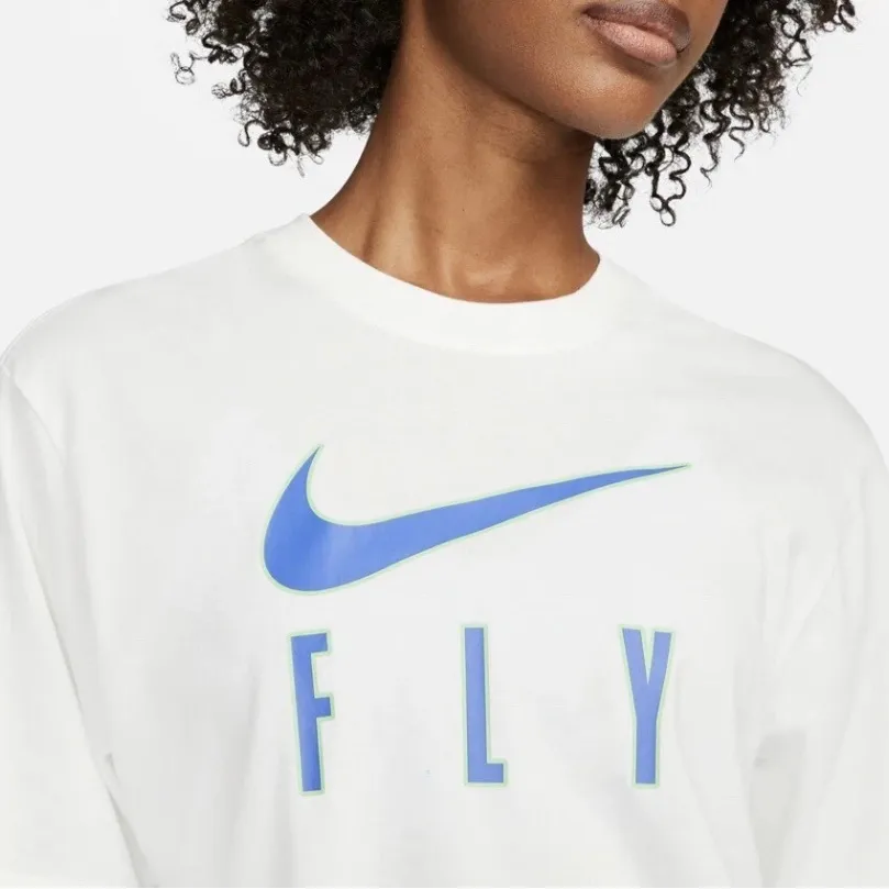 Nike Women's Dri-FIT Swoosh Fly Graphic T-Shirt White Size XL - Image 4