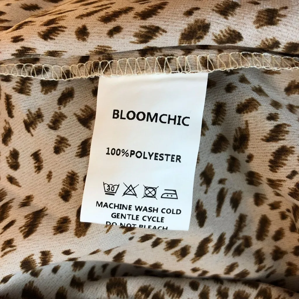 Bloomchic Leopard Print V Neck Ruffle Sleeve Blouse Light Brown 26 4X - Image 6