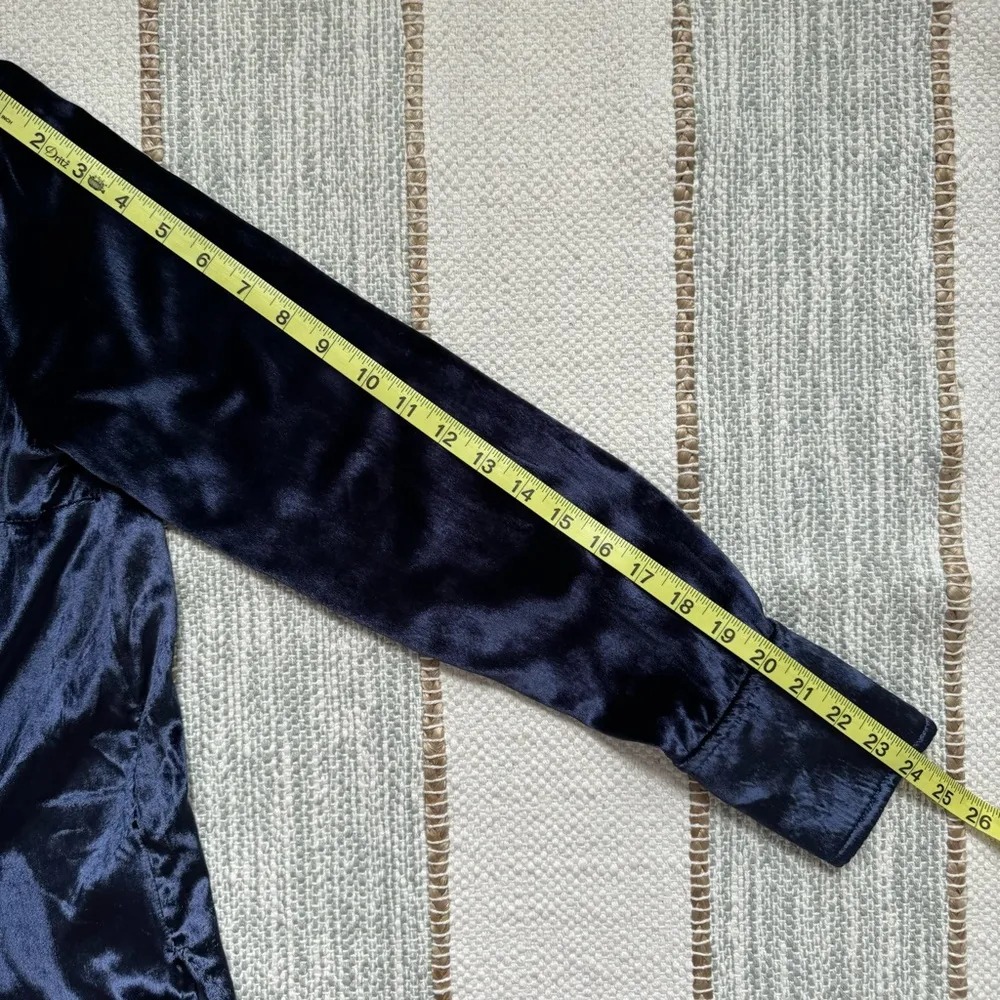 Maeve Anthropologie Royal Blue Crushed Velvet Tie-Neck Button Down Tunic Shirt 2 - Image 8