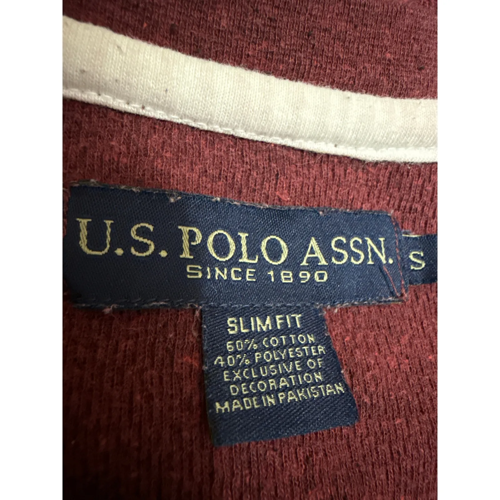 U.S Polo Assn. Men's Red Slim Fit Henley Long Sleeve Sweatshirt Sweater Top Sz S - Image 3