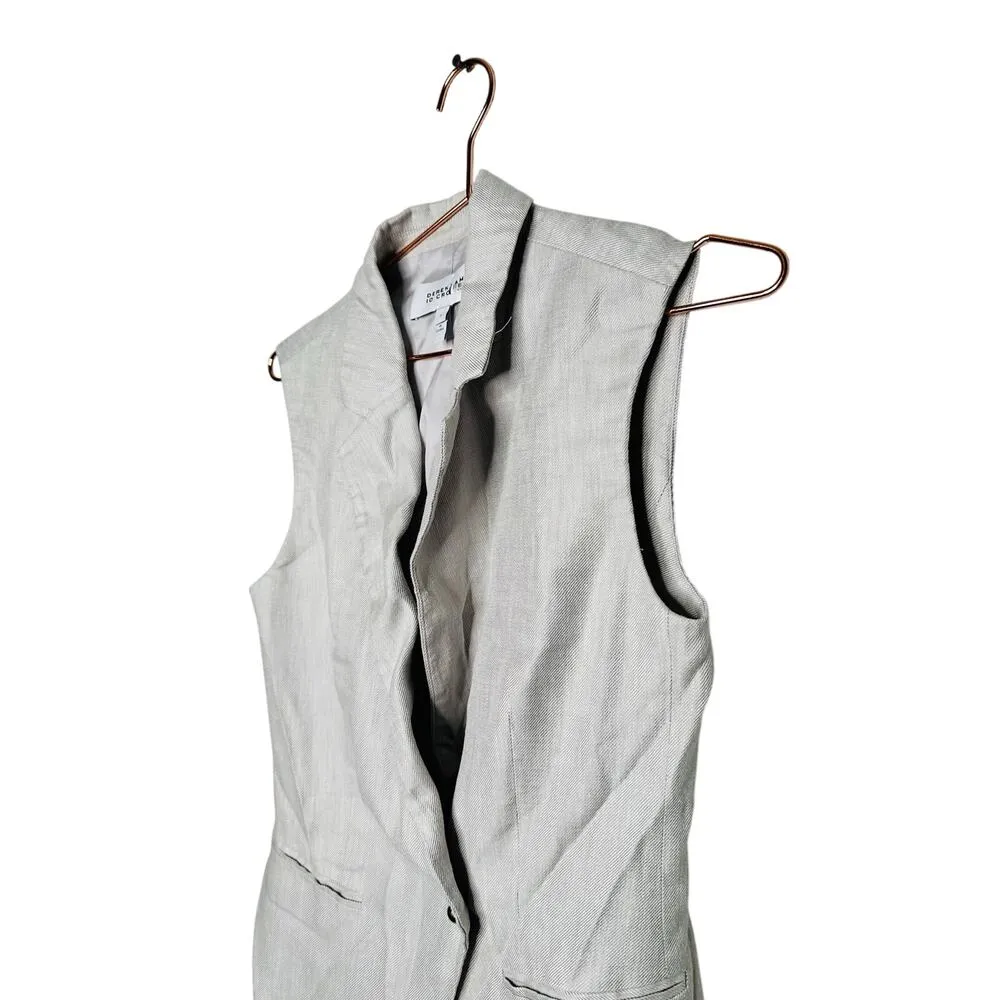 DEREK LAM 10 CROSBY Gray Linen Blend Sleeveless Taylor Vest Size 2 - Image 4