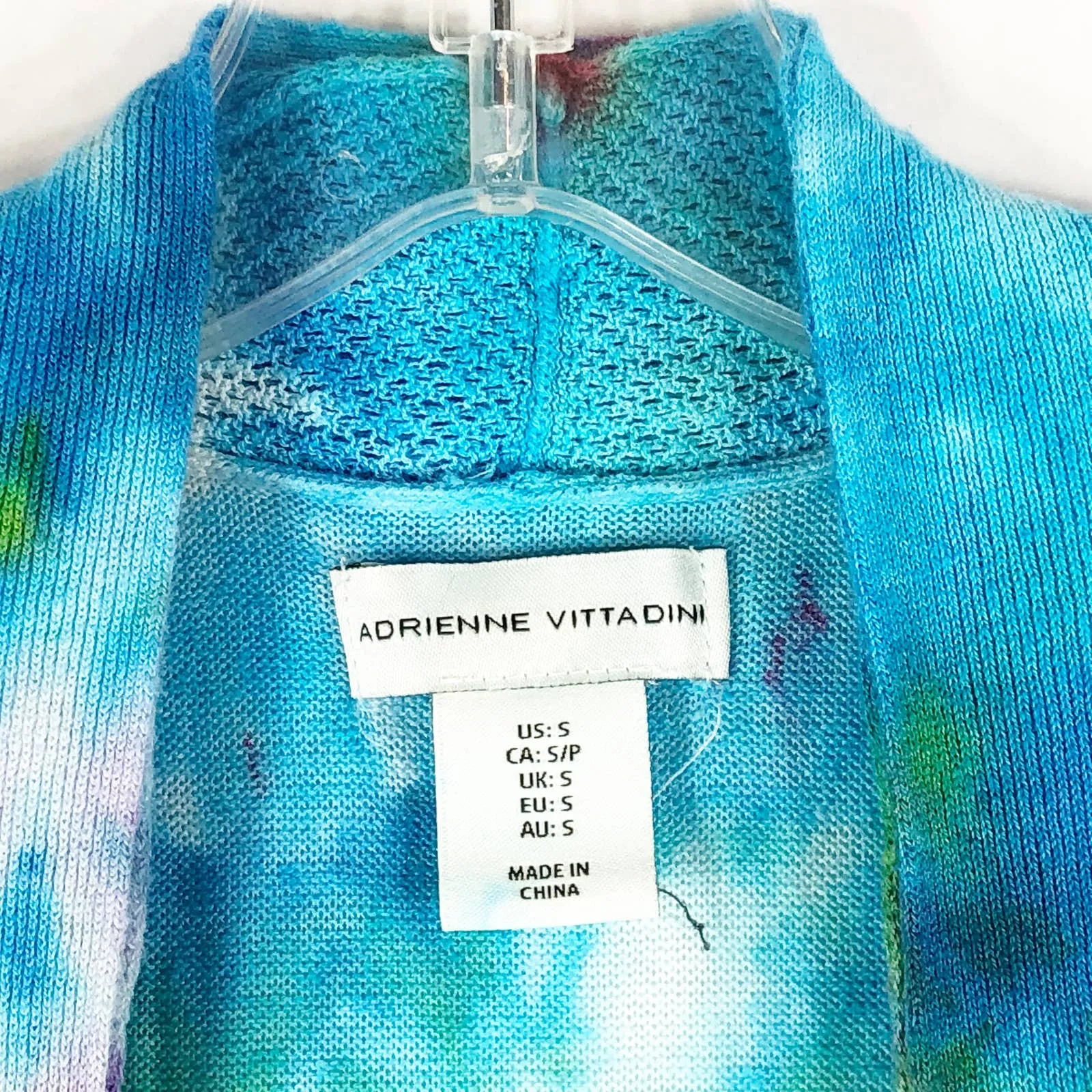 Adrienne Vittadini Small Shrug Sweater Handmade Tie Dye Good World Blue 1477 - Image 7