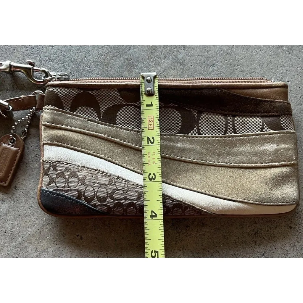 Coach Y2K Demi Striped Leather, Suede and Canvas Signature C Wristlet Small Bag - Image 6