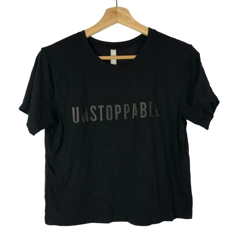 Athleta Unstoppable Black Cropped Short Sleeve Athletic T-Shirt XS - Image 2