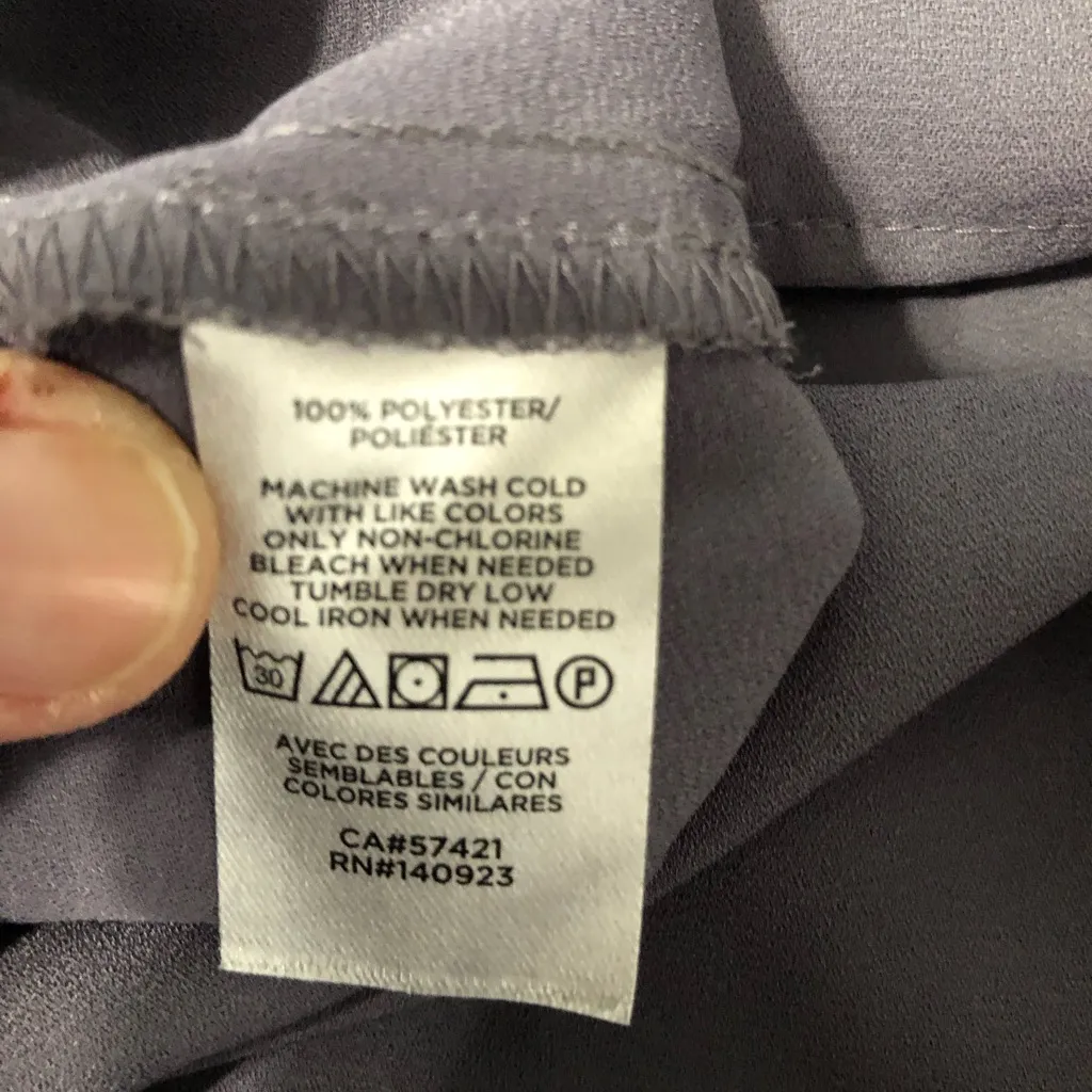 Loft grey long sleeve button ruffle shoulder‎ women’s size medium - Image 6