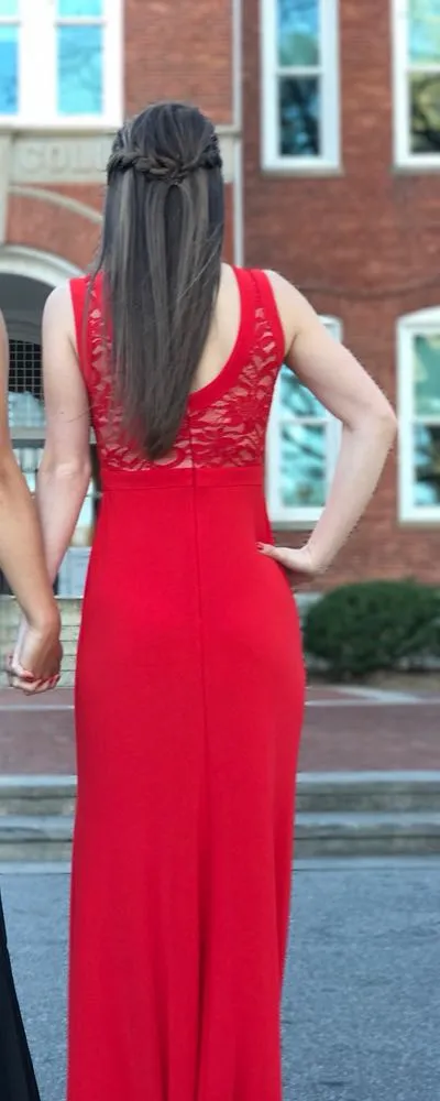 Red Formal Dress With Slit Size 2 - Image 2