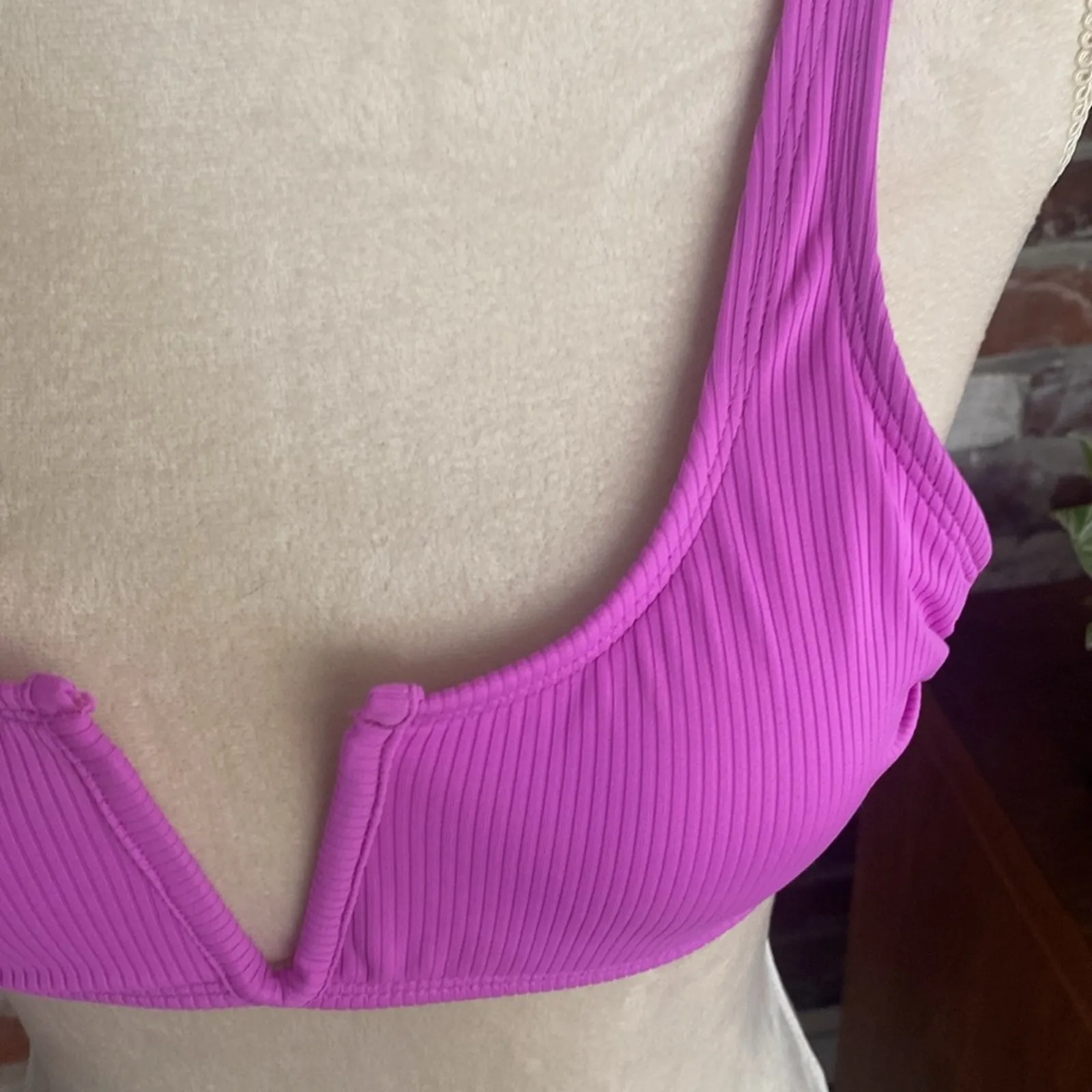 California Waves Juniors Ribbed V-Wire Bralette Bikini Set Size S - Image 5