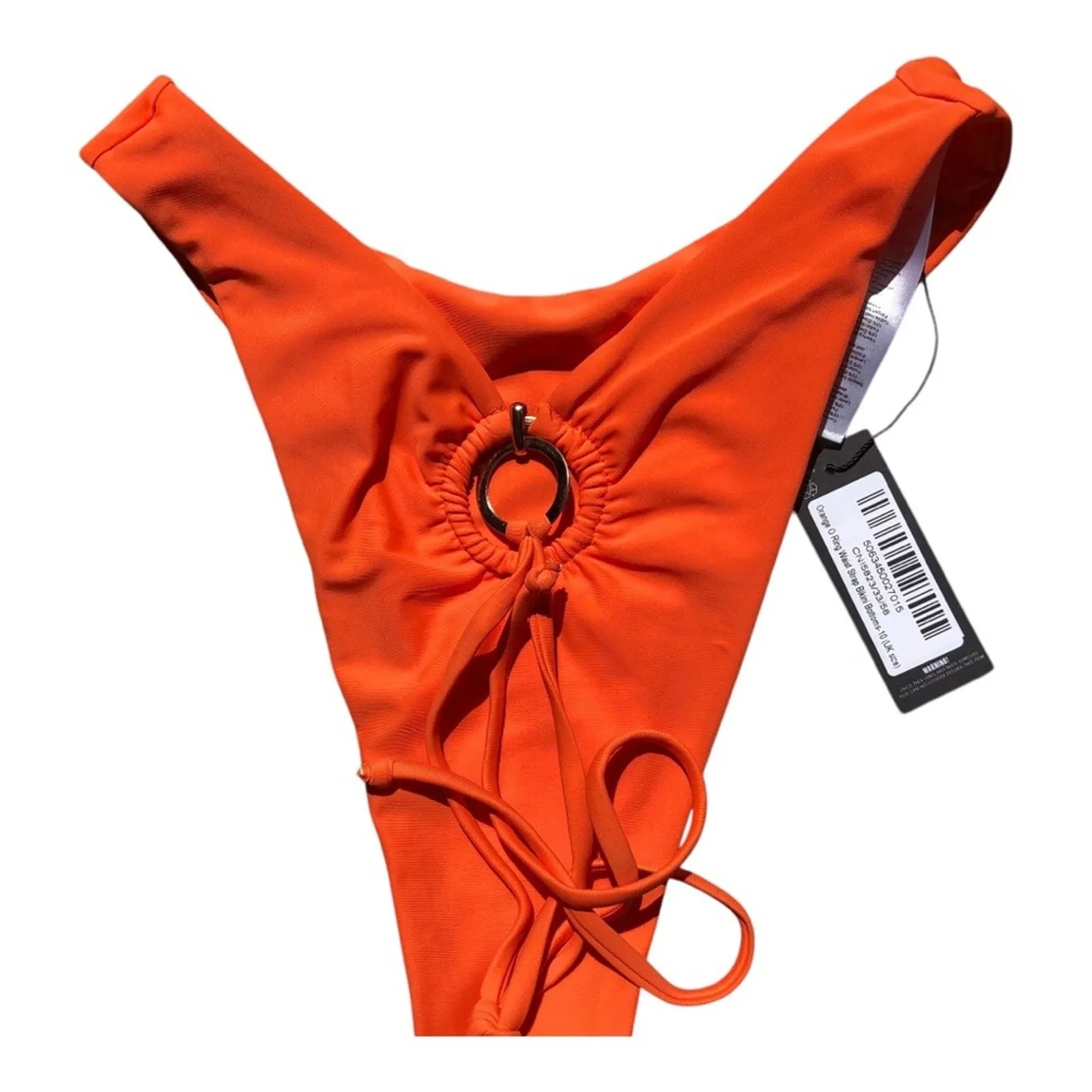 Pretty Little Thing NWT Orange O Ring Waist Strap Brazilian Bikini Bottom Size 6 - Image 5