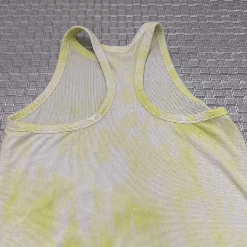 Old Navy Active Yellow White Tie Dye Ribbed Racerback Tank Top XL - Image 4