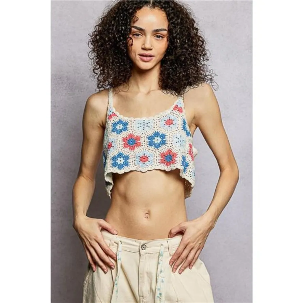 POL  Handmade Granny Pattern Crochet Cami with Scalloped Strap - Image 2