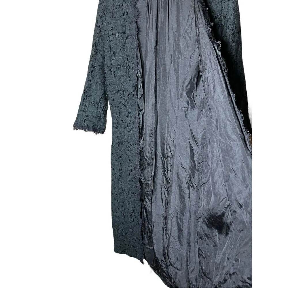 Miguelina Black Crochet Long Line Cardigan Duster Size Large‎ - Image 9
