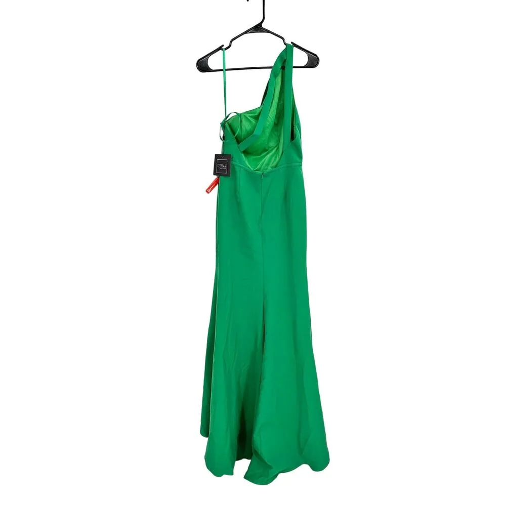 Mac Duggal 26266 One Shoulder Emerald Green Jersey Mermaid Gown Dress 4 NEW - Image 3