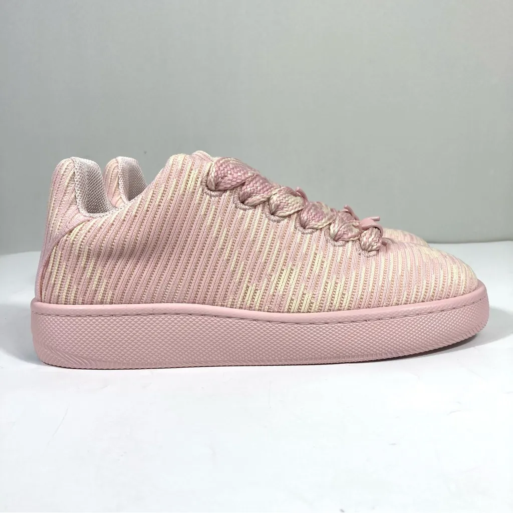 Burberry Knit Low Top Sneakers Cameo Pink Check Size 39 6 UK 9 US NEW - Image 4
