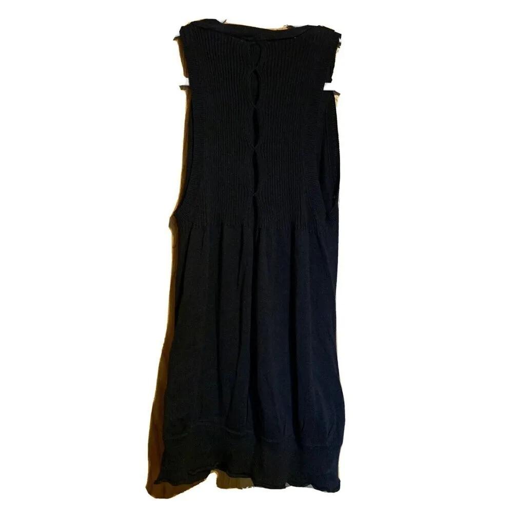 Moth Anthropologie Womens Size Small Black Linen Blend Sleeveless Vest Cardigan - Image 3